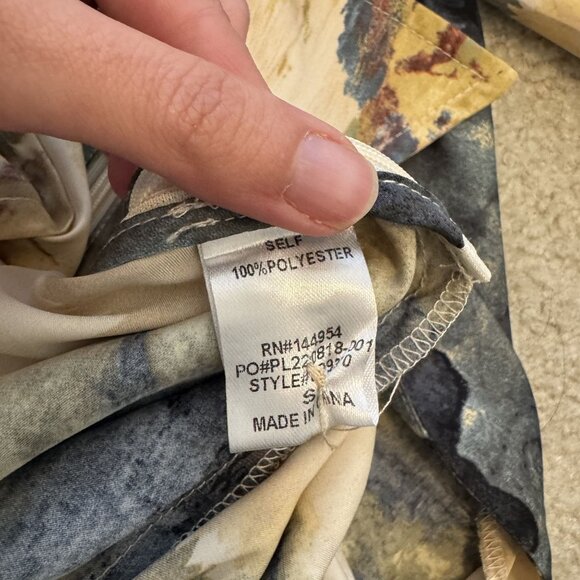 Luxxel Long Sleeve Satin Colorful Wrap Mini Dress Size S Abstract Fall Wedding - Picture 9 of 10